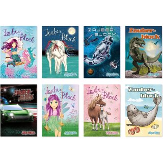 8 Zauberblöckchen im Set (A7-10,5x7,5cm) - 8 Motive für Jungen un Mädchen - Lutz Mauder - Tapir Ella